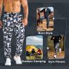 imageBROKIG Mens MarcoGlaze Gym Joggers Camo Athletic Workout Pants Cargo Pockets Casual Camouflage Sweatpants for RunningCamo Grey