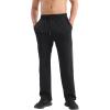 imageBROKIG Mens Stripe Baggy Workout Sweatpants Open Bottom Straight Leg Casual Sweat Pants with PocketsBlack