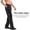 imageBROKIG Mens Stripe Baggy Workout Sweatpants Open Bottom Straight Leg Casual Sweat Pants with PocketsBlack