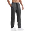 imageBROKIG Mens Stripe Baggy Workout Sweatpants Open Bottom Straight Leg Casual Sweat Pants with PocketsDark Grey