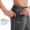 imageBROKIG Mens Stripe Baggy Workout Sweatpants Open Bottom Straight Leg Casual Sweat Pants with PocketsDark Grey