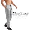 imageBROKIG Mens Stripe Baggy Workout Sweatpants Open Bottom Straight Leg Casual Sweat Pants with PocketsLigtht Grey