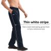 imageBROKIG Mens Stripe Baggy Workout Sweatpants Open Bottom Straight Leg Casual Sweat Pants with PocketsNavy Blue