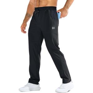 imageBROKIG Mens LightArmor Workout Sweatpants with Zip PocketStretch Gym Joggers Running Sweat Pants Athletic Pants for MenBlack