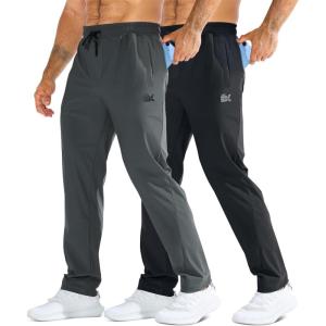 imageBROKIG Mens LightArmor Workout Sweatpants with Zip PocketStretch Gym Joggers Running Sweat Pants Athletic Pants for MenBlackDark Gray