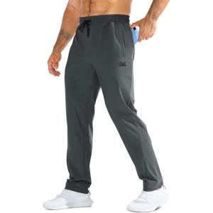 imageBROKIG Mens LightArmor Workout Sweatpants with Zip PocketStretch Gym Joggers Running Sweat Pants Athletic Pants for MenDark Gray