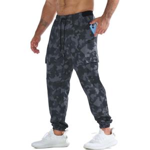 imageBROKIG Mens MarcoGlaze Gym Joggers Camo Athletic Workout Pants Cargo Pockets Casual Camouflage Sweatpants for RunningCamo Black