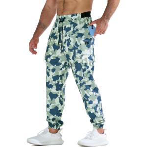 imageBROKIG Mens MarcoGlaze Gym Joggers Camo Athletic Workout Pants Cargo Pockets Casual Camouflage Sweatpants for RunningCamo Yellow
