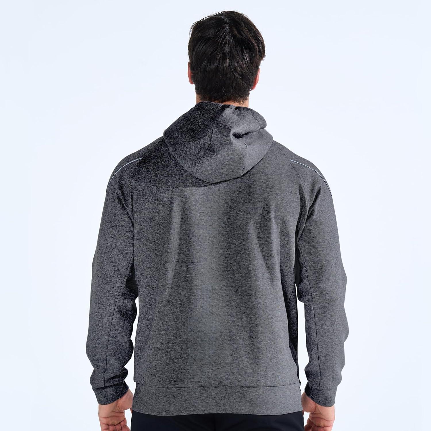 imageBROKIG Mens Stealth Zip Up HoodieFullZip Track Running Jacket Hooded SportswearSoft Casual Gym Hoodie SweatshirtsBlackdark Grey