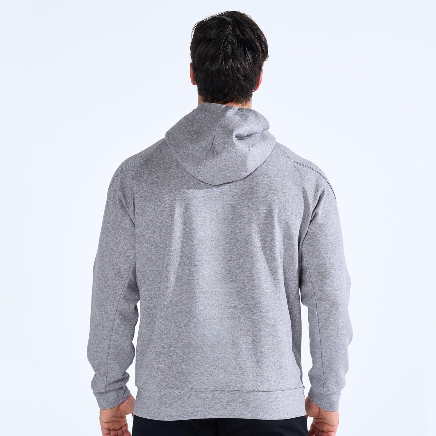 imageBROKIG Mens Stealth Zip Up HoodieFullZip Track Running Jacket Hooded SportswearSoft Casual Gym Hoodie SweatshirtsLight Grey