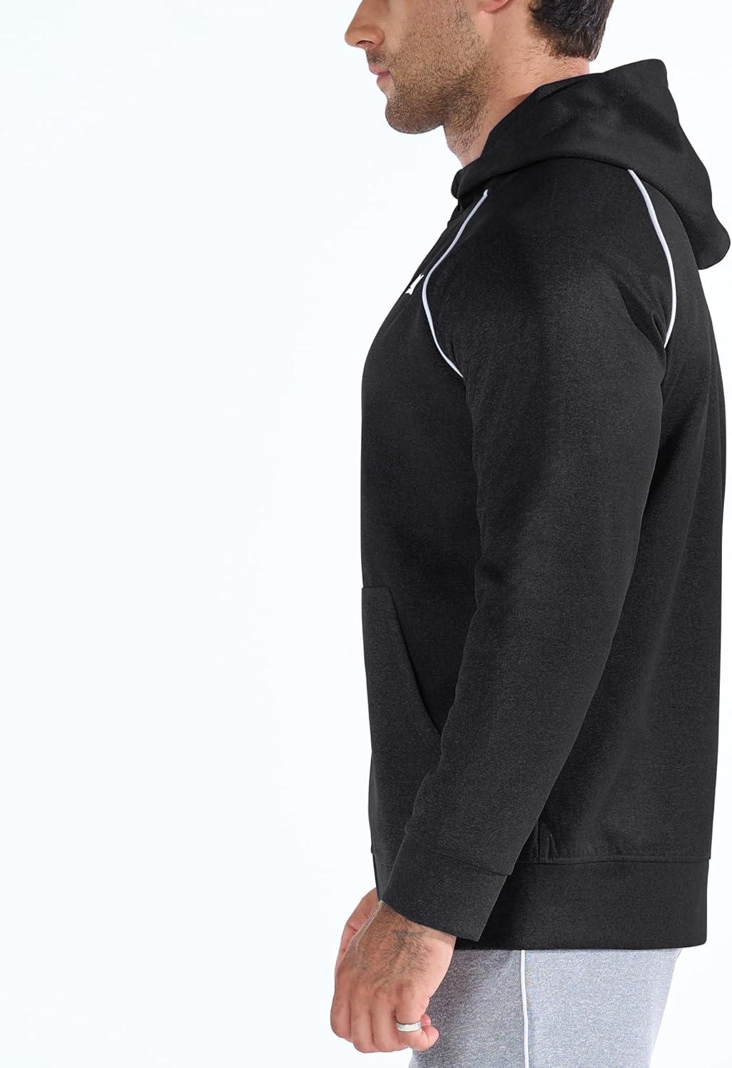 imageBROKIG Mens Stripe Running Jacket with Zipper Pocket Windbreaker Zip Up Workout Hoodie Men Athletic Gym SweatshirtsBlack