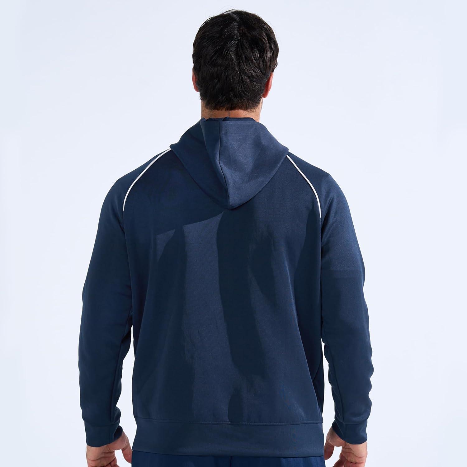 imageBROKIG Mens Stripe Running Jacket with Zipper Pocket Windbreaker Zip Up Workout Hoodie Men Athletic Gym SweatshirtsDark Grey