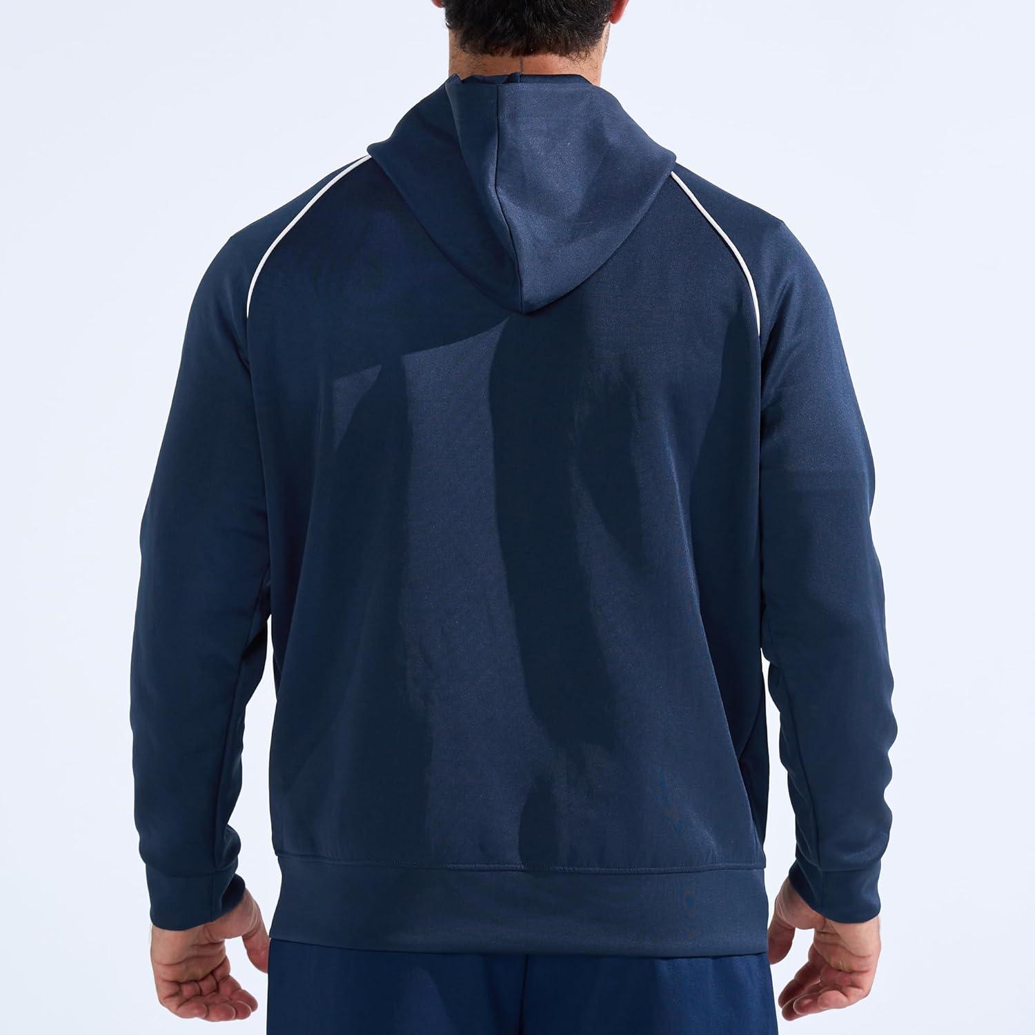 imageBROKIG Mens Stripe Running Jacket with Zipper Pocket Windbreaker Zip Up Workout Hoodie Men Athletic Gym SweatshirtsDark Grey