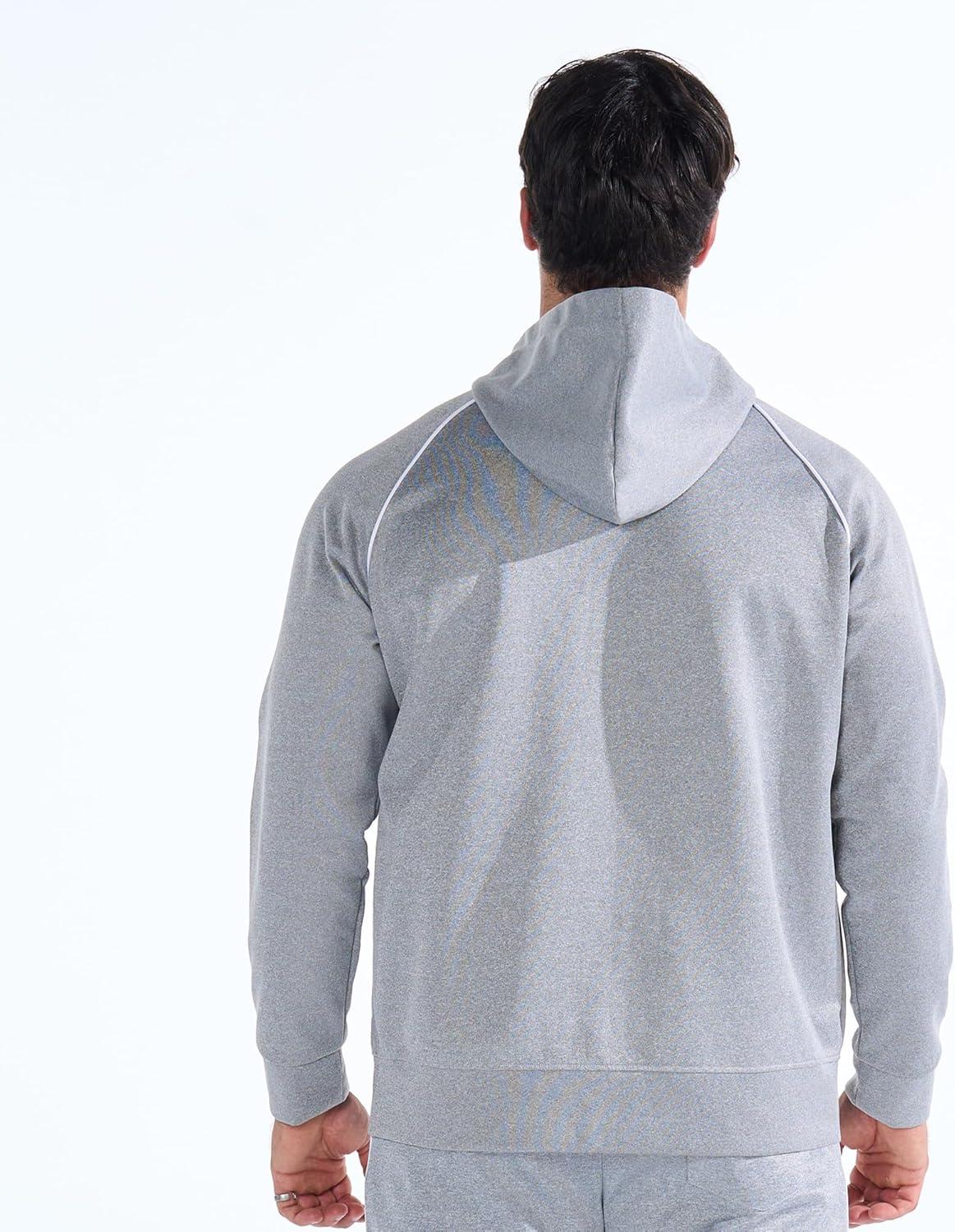 imageBROKIG Mens Stripe Running Jacket with Zipper Pocket Windbreaker Zip Up Workout Hoodie Men Athletic Gym SweatshirtsLight Grey