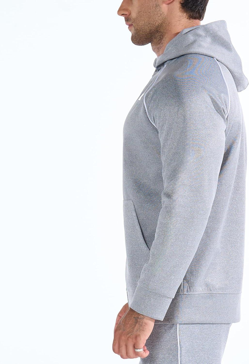 imageBROKIG Mens Stripe Running Jacket with Zipper Pocket Windbreaker Zip Up Workout Hoodie Men Athletic Gym SweatshirtsLight Grey