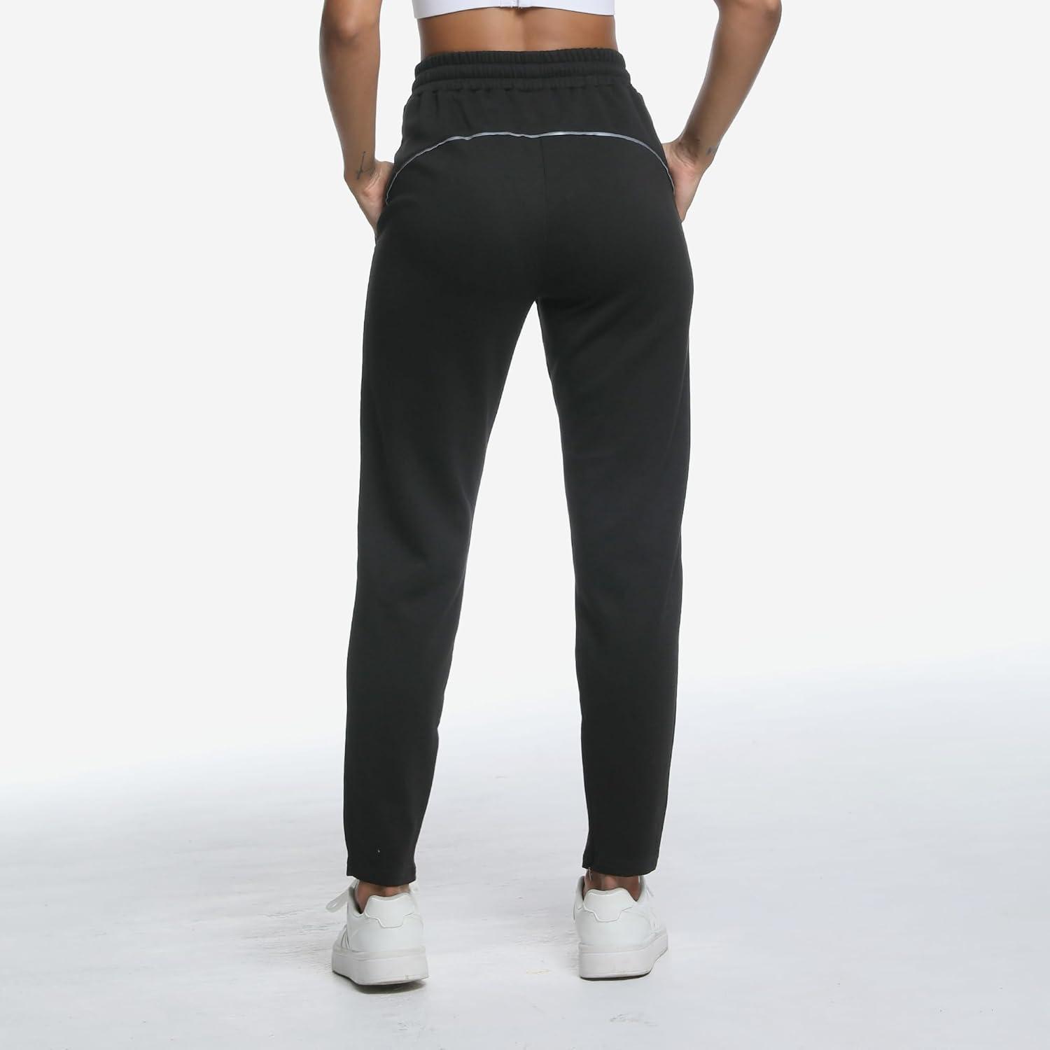 imageBROKIG Womens Cloudloft Joggers Zipper PocketCasual Soft Sweatpants Athletic Tapered Pants for Women Lounge WorkoutBlack