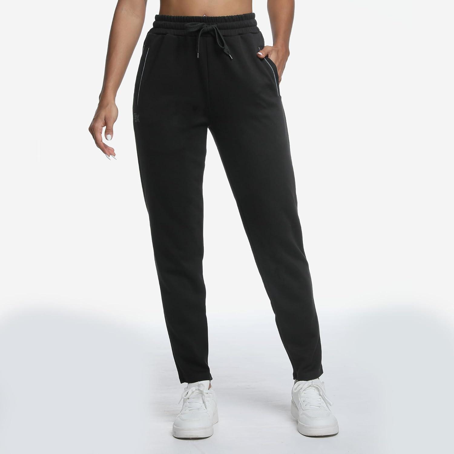 imageBROKIG Womens Cloudloft Joggers Zipper PocketCasual Soft Sweatpants Athletic Tapered Pants for Women Lounge WorkoutBlack