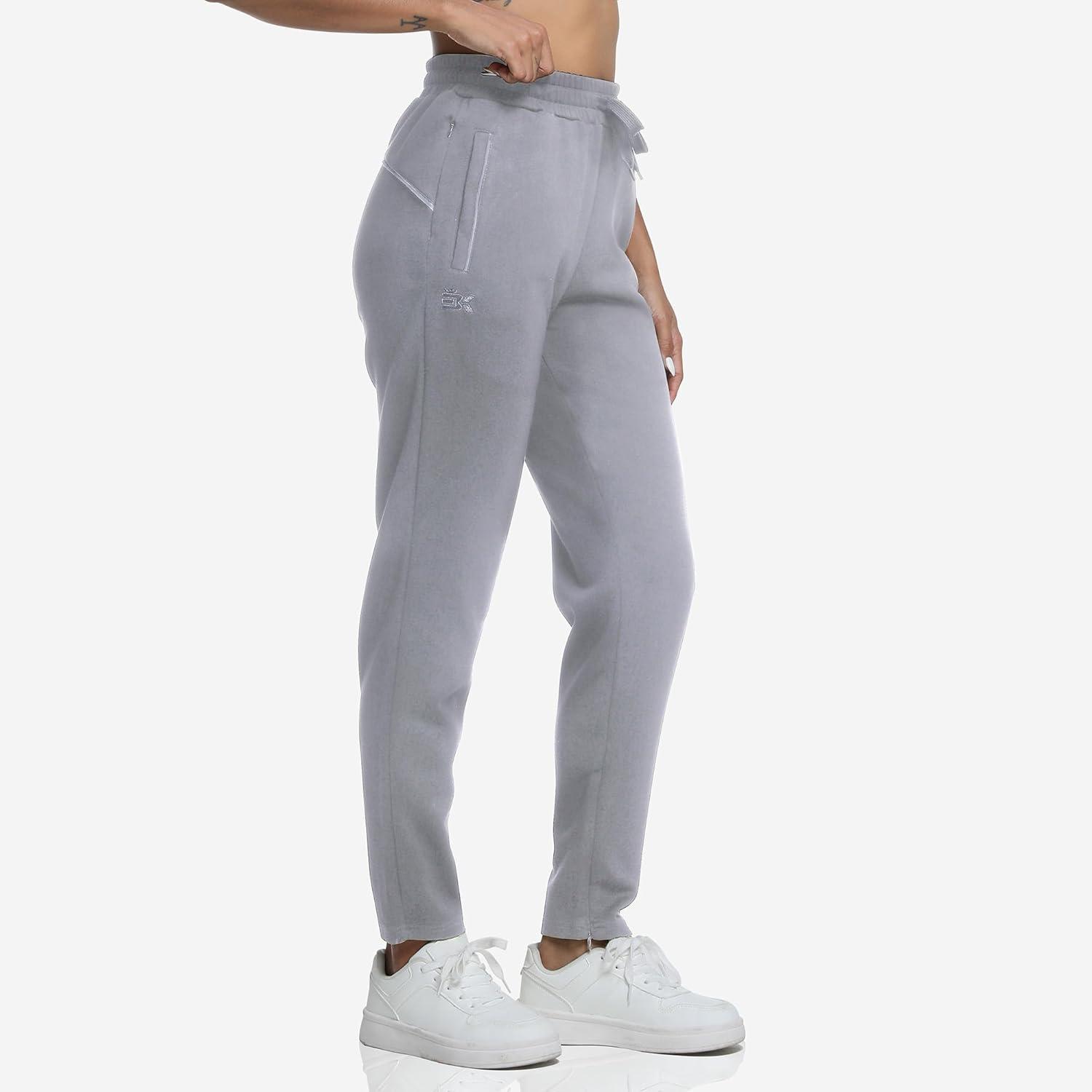 imageBROKIG Womens Cloudloft Joggers Zipper PocketCasual Soft Sweatpants Athletic Tapered Pants for Women Lounge WorkoutLight Grey