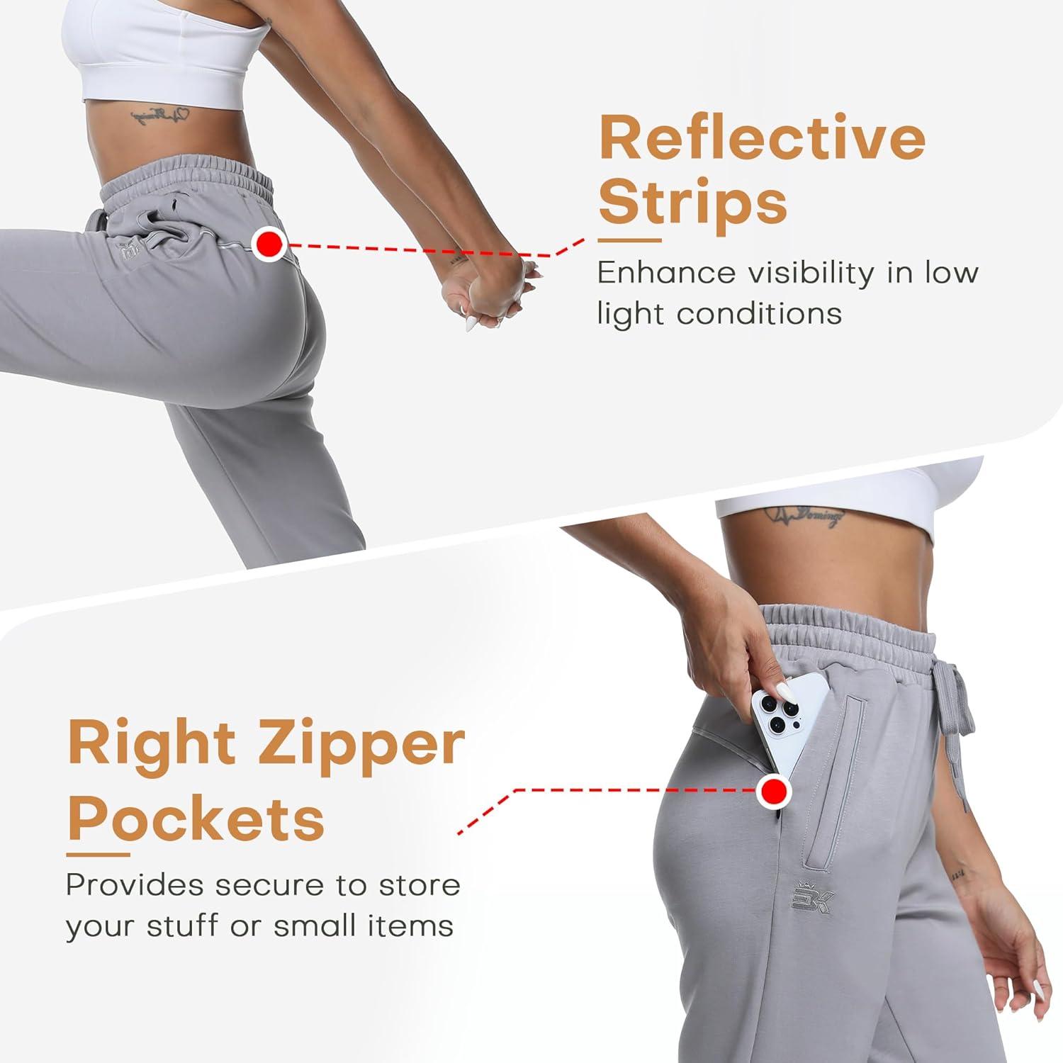 imageBROKIG Womens Cloudloft Joggers Zipper PocketCasual Soft Sweatpants Athletic Tapered Pants for Women Lounge WorkoutLight Grey