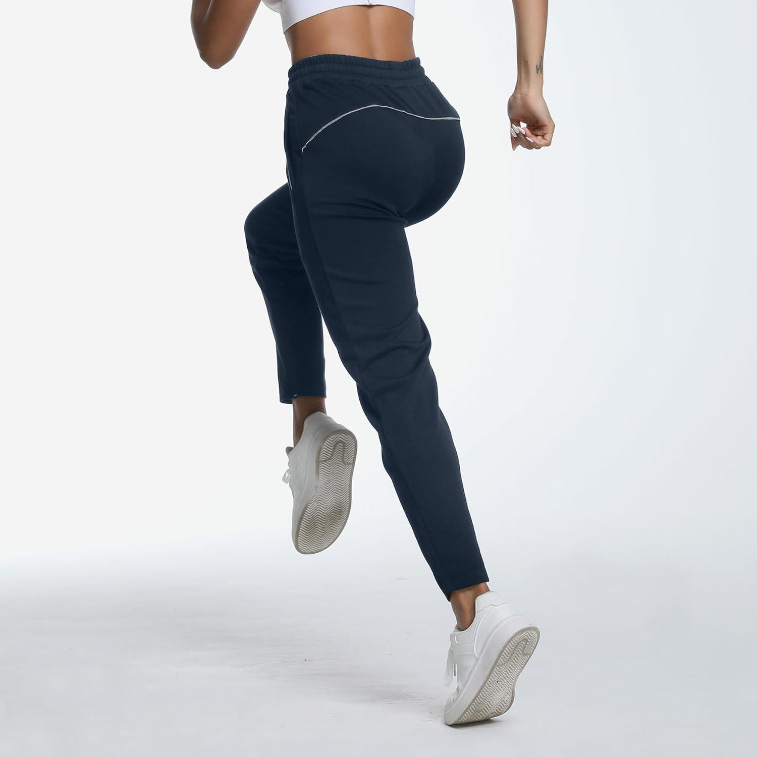 imageBROKIG Womens Cloudloft Joggers Zipper PocketCasual Soft Sweatpants Athletic Tapered Pants for Women Lounge WorkoutNavy