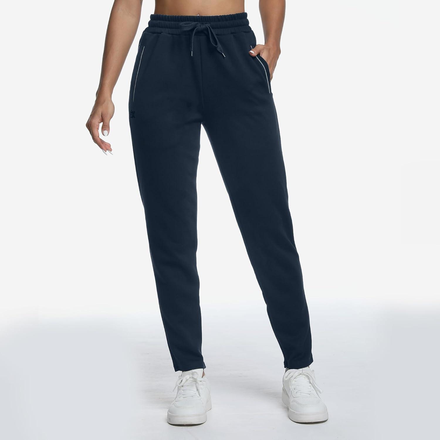 imageBROKIG Womens Cloudloft Joggers Zipper PocketCasual Soft Sweatpants Athletic Tapered Pants for Women Lounge WorkoutNavy