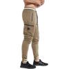 imageBROKIG Men Large Capacity Gym Joggers Pants with Zipper PocketsWorkout Tapered Casual Athletic Sweatpants Track PantsBeige