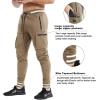 imageBROKIG Men Large Capacity Gym Joggers Pants with Zipper PocketsWorkout Tapered Casual Athletic Sweatpants Track PantsBeige