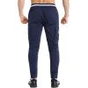 imageBROKIG Men Large Capacity Gym Joggers Pants with Zipper PocketsWorkout Tapered Casual Athletic Sweatpants Track PantsNavy Blue