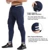 imageBROKIG Men Large Capacity Gym Joggers Pants with Zipper PocketsWorkout Tapered Casual Athletic Sweatpants Track PantsNavy Blue