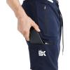 imageBROKIG Men Large Capacity Gym Joggers Pants with Zipper PocketsWorkout Tapered Casual Athletic Sweatpants Track PantsNavy Blue