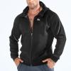 imageBROKIG Mens Stealth Zip Up HoodieFullZip Track Running Jacket Hooded SportswearSoft Casual Gym Hoodie SweatshirtsBlack