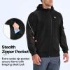 imageBROKIG Mens Stealth Zip Up HoodieFullZip Track Running Jacket Hooded SportswearSoft Casual Gym Hoodie SweatshirtsBlack