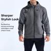 imageBROKIG Mens Stealth Zip Up HoodieFullZip Track Running Jacket Hooded SportswearSoft Casual Gym Hoodie SweatshirtsDark Grey