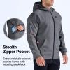 imageBROKIG Mens Stealth Zip Up HoodieFullZip Track Running Jacket Hooded SportswearSoft Casual Gym Hoodie SweatshirtsDark Grey