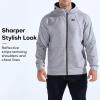 imageBROKIG Mens Stealth Zip Up HoodieFullZip Track Running Jacket Hooded SportswearSoft Casual Gym Hoodie SweatshirtsLight Grey
