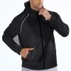 imageBROKIG Mens Stripe Running Jacket with Zipper Pocket Windbreaker Zip Up Workout Hoodie Men Athletic Gym SweatshirtsBlack