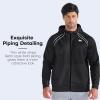 imageBROKIG Mens Stripe Running Jacket with Zipper Pocket Windbreaker Zip Up Workout Hoodie Men Athletic Gym SweatshirtsBlack