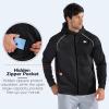 imageBROKIG Mens Stripe Running Jacket with Zipper Pocket Windbreaker Zip Up Workout Hoodie Men Athletic Gym SweatshirtsBlack
