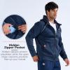 imageBROKIG Mens Stripe Running Jacket with Zipper Pocket Windbreaker Zip Up Workout Hoodie Men Athletic Gym SweatshirtsDark Grey