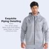 imageBROKIG Mens Stripe Running Jacket with Zipper Pocket Windbreaker Zip Up Workout Hoodie Men Athletic Gym SweatshirtsLight Grey
