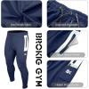 imageBROKIG Mens Workout Jogger Pants Gym Tapered Athletic Slim Sweatpants with Zipper PocketNavy Blue