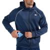 imageBROKIG Mens Stripe Running Jacket with Zipper Pocket Windbreaker Zip Up Workout Hoodie Men Athletic Gym SweatshirtsDark Grey
