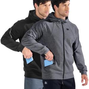 imageBROKIG Mens Stealth Zip Up HoodieFullZip Track Running Jacket Hooded SportswearSoft Casual Gym Hoodie SweatshirtsBlackdark Grey