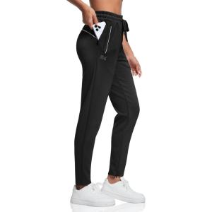 imageBROKIG Womens Cloudloft Joggers Zipper PocketCasual Soft Sweatpants Athletic Tapered Pants for Women Lounge WorkoutBlack