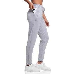 imageBROKIG Womens Cloudloft Joggers Zipper PocketCasual Soft Sweatpants Athletic Tapered Pants for Women Lounge WorkoutLight Grey
