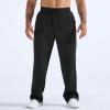 imageBROKIG Mens Buttlift Workout Sweatpants Baggy Straight Leg Lounge Pants Open Bottom Track Sweat Pants with Zip PocketsBlack