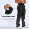 imageBROKIG Mens Buttlift Workout Sweatpants Baggy Straight Leg Lounge Pants Open Bottom Track Sweat Pants with Zip PocketsBlack