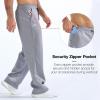 imageBROKIG Mens Buttlift Workout Sweatpants Baggy Straight Leg Lounge Pants Open Bottom Track Sweat Pants with Zip PocketsLight Grey