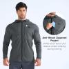 imageBROKIG Mens StealthZip Lightweight Running Jackets Full Zip Workout Hoodie Track Windbreaker Athletic Gym SweatshirtsDark Grey