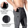 imageBROKIG Men Fitted Gym SweatpantsCasual Slim Workout Jogger Pants with Zipper Pocket Bodybuilding Athletic Tapered Pants MeidumBlackDark Grey